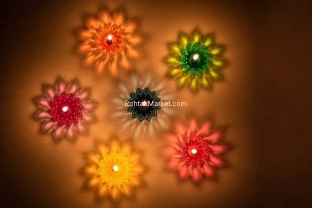 Krishandip - Fancy Diye, 3D Reflection Diya for Diwali, Rangoli, Office, or Temple. Pack of 12 3