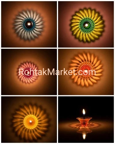Suryadip -  Fancy Diye, 3D Reflection Diya for Diwali, Rangoli, Office, Garden, or Temple. Pack of 12