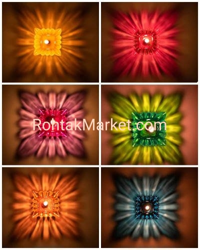 Rajdip - Fancy Diye, 3D Reflection Diya for Diwali, Rangoli, Office, Garden, or Temple. Pack of 12