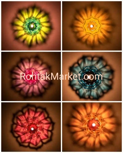 Laxmidip - Fancy Diye, 3D Reflection Diya for Diwali, Rangoli, Office, Garden, or Temple. Pack of 12