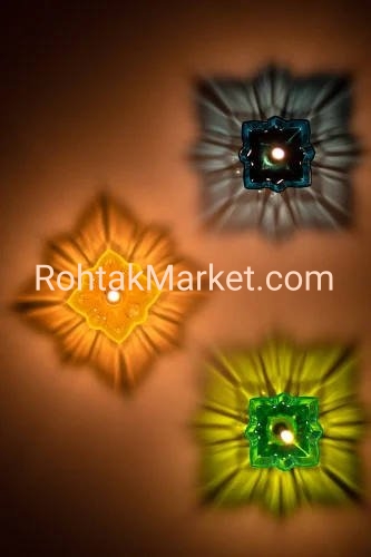 Dhandip - Fancy Diye, 3D Reflection Diya for Diwali, Rangoli, Office, Garden, or Temple. Pack of 12