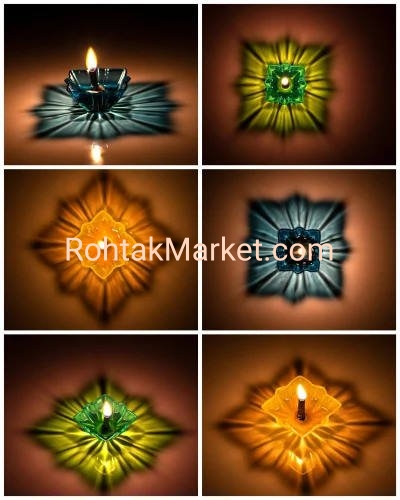 Dhandip - Fancy Diye, 3D Reflection Diya for Diwali, Rangoli, Office, Garden, or Temple. Pack of 12