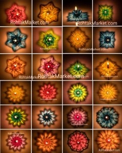 5 Designs - 3D Reflection Diya for Diwali, Rangoli, Office, Garden, or Temple. Pack of 60