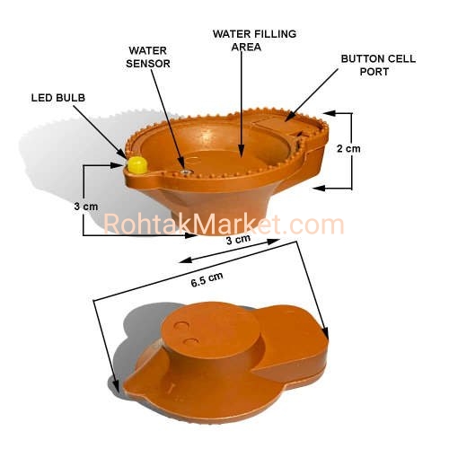 Pack of 60 - Led Water Sensor Diyas with Water Sensing Technology | Battery Operated led Diyas for Diwali, Home, Office, Rangoli, Decoration.